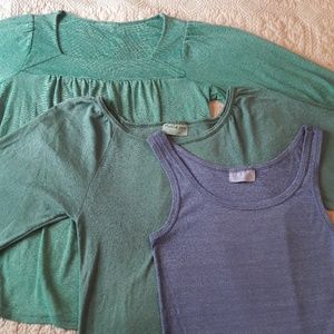 3 michael stars shine shirts,  jewel tones greens